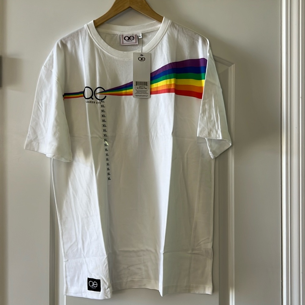 Queer Eye XL white prism tee